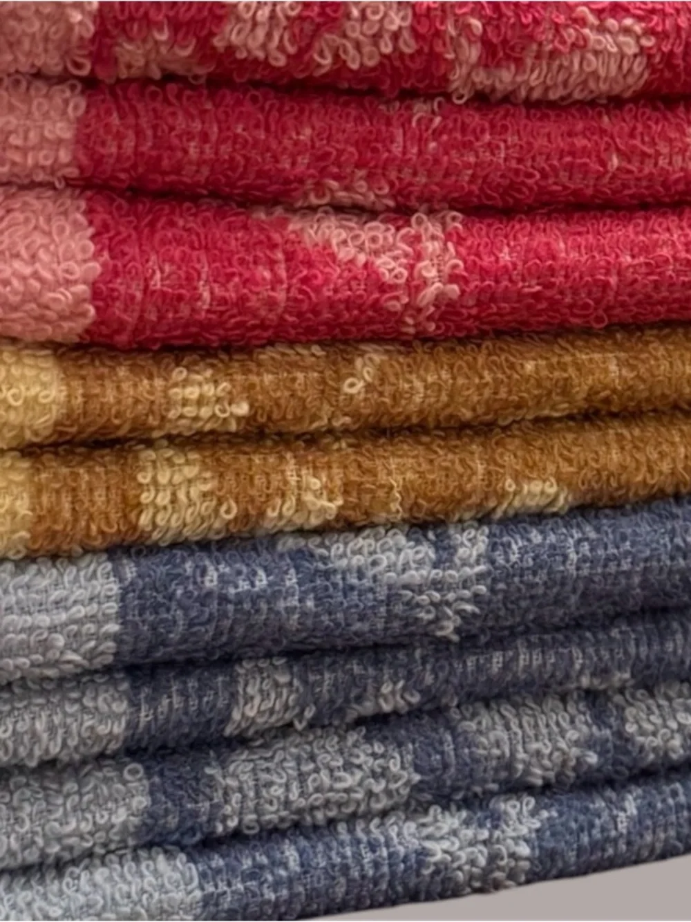 10 pc Plush Striped Bath Towels - Pink, Gold, Blue 26x12
